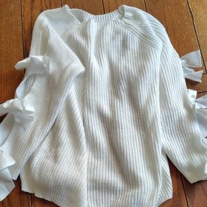 White Sweater with Ribbon Details